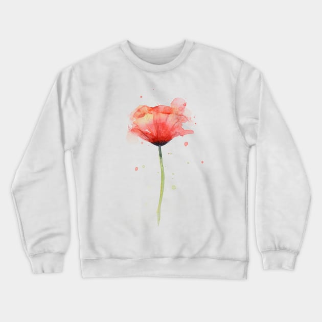 Poppy Watercolor Crewneck Sweatshirt by Olechka